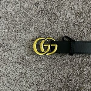 Gucci Black Leather Belt with Gold GG Buckle (Not sure if it’s authentic)